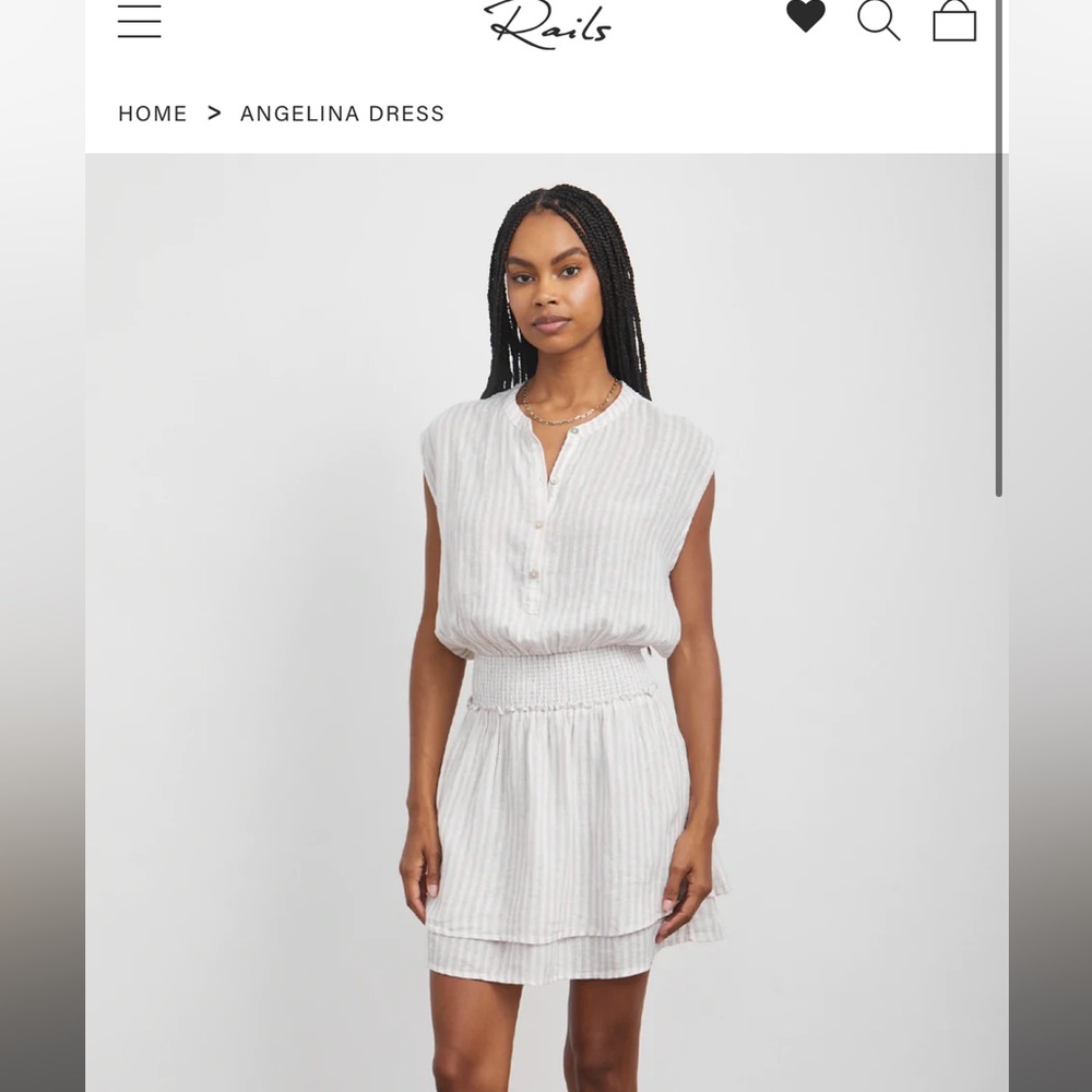 Rails linen white dress with colorful stripes